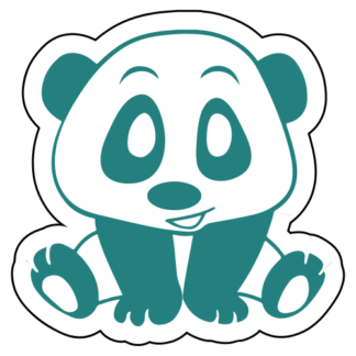 Playful Panda Sticker (Turquoise)
